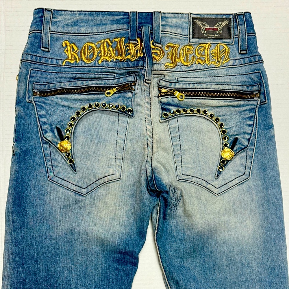 New Men's ROBIN'S JEAN sz 29 Killer Flaps w/ 24 Karat Hardware and Rivets